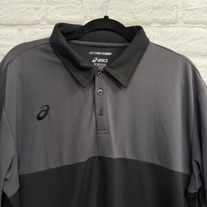 ASICS Motion Dry Men's XL Golf Polo State Shirt Gray Stripe Athletic Performance